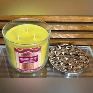Rare HTF Bath & Body Works Mahogany Coconut 3-Wick Candle